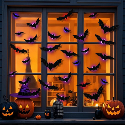 🎃 3D Light-Up Halloween Bats – Spooky & Realistic Decor 🦇