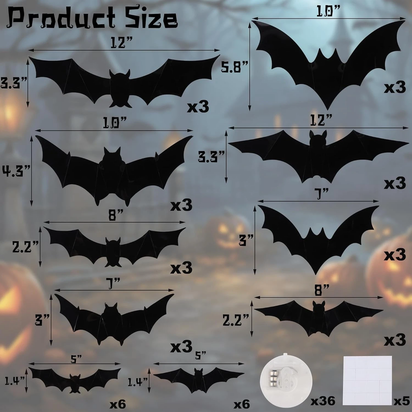 🎃 3D Light-Up Halloween Bats – Spooky & Realistic Decor 🦇