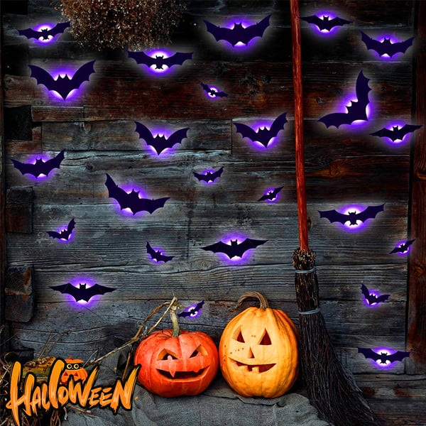 🎃 3D Light-Up Halloween Bats – Spooky & Realistic Decor 🦇