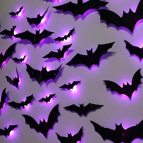🎃 3D Light-Up Halloween Bats – Spooky & Realistic Decor 🦇